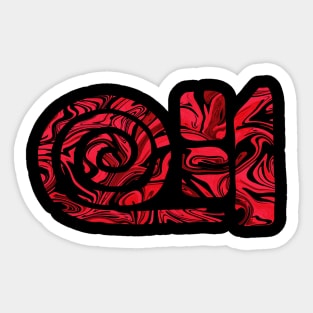 Abstract spiral symbol, red fluid swirl art Sticker